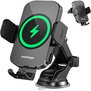 Wireless Car Charger, Fast Charging 15W Auto Clamping Car Charger Phone Holder Phone Mount for iPhone16 15 14 13 12 11 Pro Max Xs, Samsung Galaxy S24 Ultra S23 S22 S21 S20 S10+ Note 9, etc