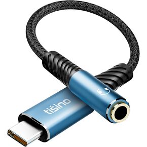 Tisino USB C to 3.5mm TRRS Headphone Jack Adapter-20cm, 384kHz/32bit USB C to Aux Female Cable for iPhone 16/15, Samsung S20/S20+/S20 Ultra, Pixel 4/+ 4XL, and More Type C Devices