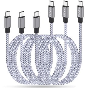 USB C to USB C Cable,Type C Charger Fast Charging Cable 60W 3ft 3Pack Nylon Braided Data Sync USB C Cable for iPhone 16 15 Pro Max,Plus/iPad Mini 6,Pro 12.9/MacBook Pro/Air 4/5/Galaxy S25/S24/23/22