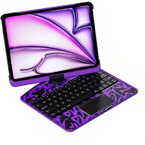 Transparent Keyboard Case for iPad Pro 12.9-inch 6th/ 5th/ 4th/ 3rd Gen,Trackpad,7-Colors Backlit, Touch Case 360° Rotating with Keyboard for iPad 12.9 inch
