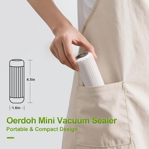 Vacuum Sealer, Mini Food Saver Vacuum Sealer Machine, Handheld Vacuum Sealers for Food, Upright, with 20 Reusable Food Saver Bags, White in Saudi Arabia