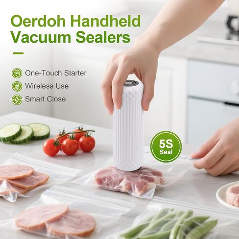 Vacuum Sealer, Mini Food Saver Vacuum Sealer Machine, Handheld Vacuum Sealers for Food, Upright, with 20 Reusable Food Saver Bags, White in Saudi Arabia
