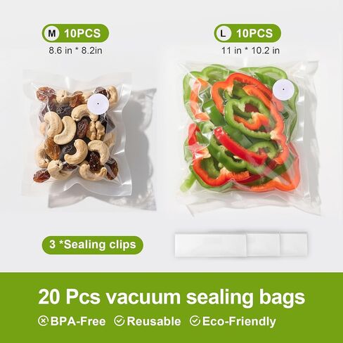 Vacuum Sealer, Mini Food Saver Vacuum Sealer Machine, Handheld Vacuum Sealers for Food, Upright, with 20 Reusable Food Saver Bags, White in Saudi Arabia