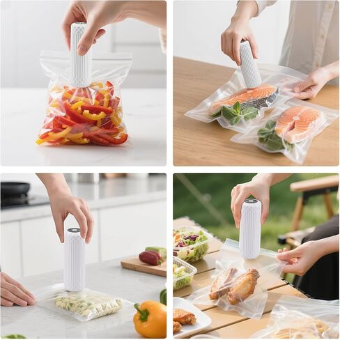 Vacuum Sealer, Mini Food Saver Vacuum Sealer Machine, Handheld Vacuum Sealers for Food, Upright, with 20 Reusable Food Saver Bags, White in Saudi Arabia