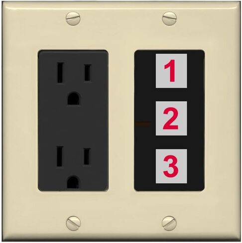 RiteAV Custom Wall Plate 3 Port, 1 Gang w-Bracket, Black/Black, Choose HDMI Coax 3.5mm Banana Cat5/6 Phone RCA Speaker Toslink USB in Saudi Arabia