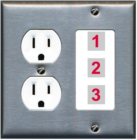 RiteAV Custom Wall Plate 3 Port, 1 Gang w-Bracket, Black/Black, Choose HDMI Coax 3.5mm Banana Cat5/6 Phone RCA Speaker Toslink USB in Saudi Arabia