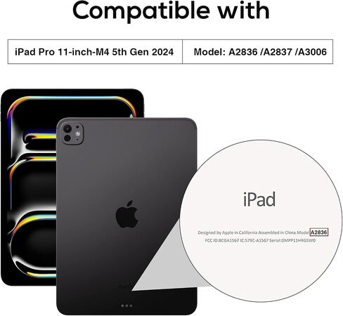 ProCase Smart Case for iPad Pro 11 Inch (M4) 2024 (Model: A2836/A2837/A3006), Slim Folio Stand Hard Back Shell Protective Tablet Cover for iPad Pro 11" 5th Generation 2024 -Black in Saudi Arabia