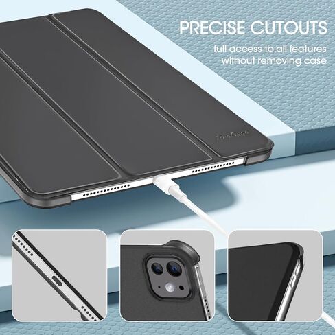 ProCase Smart Case for iPad Pro 11 Inch (M4) 2024 (Model: A2836/A2837/A3006), Slim Folio Stand Hard Back Shell Protective Tablet Cover for iPad Pro 11" 5th Generation 2024 -Black in Saudi Arabia