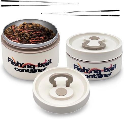 Fishing Bait Container, Stainless Steel Worm Bait Holder Fishing Bait Storage Bait Nightcrawler Box to Keep Bait Fresh and Alive in Saudi Arabia