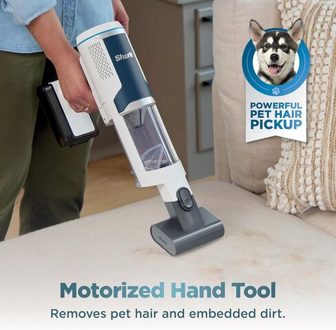 شارك نظيفة وفارغة - مكنسة كهربائية لاسلكية خفيفة الوزن مع فلتر هيبا، شفط قوي، محمولة، قابلة لإعادة الشحن، نظام التفريغ التلقائي، مكنسة كهربائية لشعر الحيوانات الأليفة والسجاد والأرضيات الصلبة، أبيض، BU3521 in Kuwait