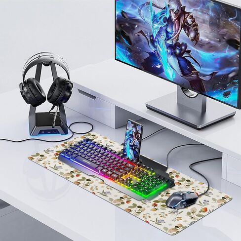 Gaming Mouse Pad - Extended Keyboard Mouse Pad Mat, Large PC Laptop Game Mouse Mat Huge Desk Pad with Stitched Edges, Anti-Slip Rubber Base Mousepad, 35.5"x15.4"x0.1" (MPX-02) in Saudi Arabia