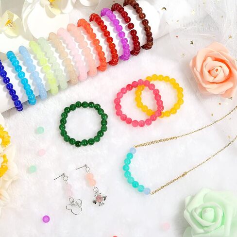 shynek 753 Pieces Glass Beads Bracelet Making Kit, 24 Color Glass Beads for Jewelry Making with Spacer Beads, Bail Tube Beads, Charms and Elastic String for Bracelets in Kuwait