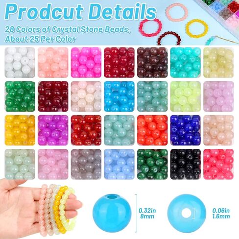 shynek 753 Pieces Glass Beads Bracelet Making Kit, 24 Color Glass Beads for Jewelry Making with Spacer Beads, Bail Tube Beads, Charms and Elastic String for Bracelets in Kuwait
