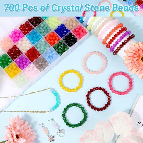 shynek 753 Pieces Glass Beads Bracelet Making Kit, 24 Color Glass Beads for Jewelry Making with Spacer Beads, Bail Tube Beads, Charms and Elastic String for Bracelets in Kuwait