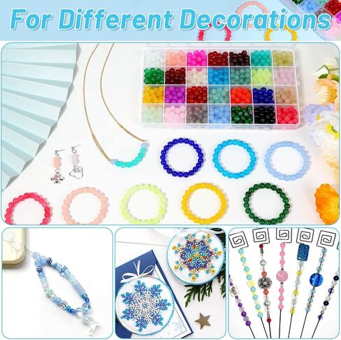 shynek 753 Pieces Glass Beads Bracelet Making Kit, 24 Color Glass Beads for Jewelry Making with Spacer Beads, Bail Tube Beads, Charms and Elastic String for Bracelets in Kuwait
