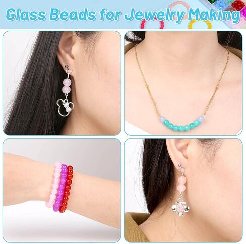 shynek 753 Pieces Glass Beads Bracelet Making Kit, 24 Color Glass Beads for Jewelry Making with Spacer Beads, Bail Tube Beads, Charms and Elastic String for Bracelets in Kuwait