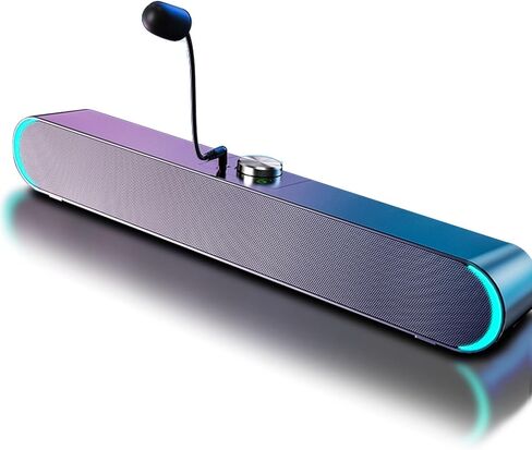 مكبرات الصوت YMG للكمبيوتر للكمبيوتر الشخصي على سطح المكتب ، شريط صوت مدعوم من USB سلكي مع مكبرات صوت أجهزة كمبيوتر مراقبة أسنان زرقاء مع Control Control 3.5mm لأجهزة الكمبيوتر المحمولة والأجهزة اللوحية والرياضة الإلكترونية ومكبرات الصوت (مع Mini Mic ، Pi in Saudi Arabia