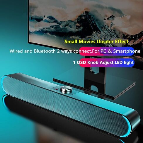 مكبرات الصوت YMG للكمبيوتر للكمبيوتر الشخصي على سطح المكتب ، شريط صوت مدعوم من USB سلكي مع مكبرات صوت أجهزة كمبيوتر مراقبة أسنان زرقاء مع Control Control 3.5mm لأجهزة الكمبيوتر المحمولة والأجهزة اللوحية والرياضة الإلكترونية ومكبرات الصوت (مع Mini Mic ، Pi in Saudi Arabia