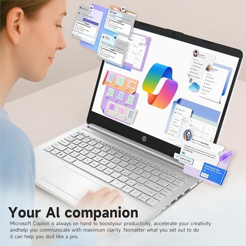HP Student Business Laptop Computer - Intel N150 Processor, 16GB RAM, 384GB Storage (128GB UFS+256GB MSD), Microsoft Office Lifetime, w/DVD Drive, Copilot AI, 1TB Cloud Storage, AI Powered, Green in Saudi Arabia
