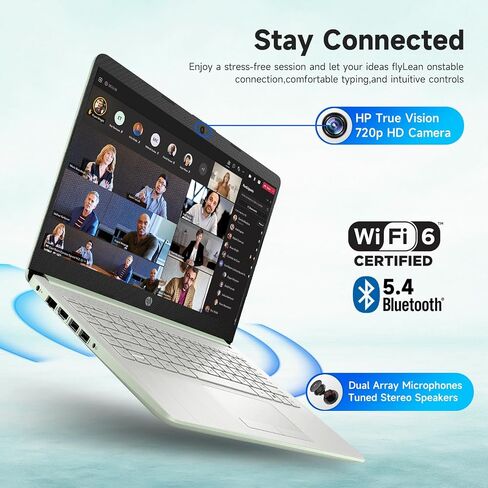 HP Student Business Laptop Computer - Intel N150 Processor, 16GB RAM, 384GB Storage (128GB UFS+256GB MSD), Microsoft Office Lifetime, w/DVD Drive, Copilot AI, 1TB Cloud Storage, AI Powered, Green in Saudi Arabia