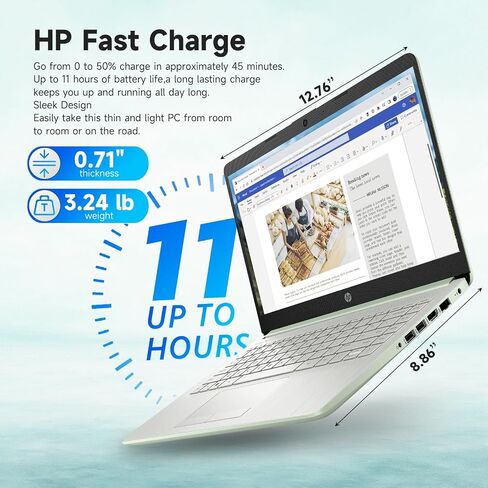 HP Student Business Laptop Computer - Intel N150 Processor, 16GB RAM, 384GB Storage (128GB UFS+256GB MSD), Microsoft Office Lifetime, w/DVD Drive, Copilot AI, 1TB Cloud Storage, AI Powered, Green in Saudi Arabia