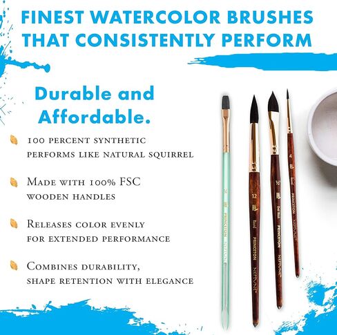 Princeton Artist Brush Neptune, Brushes for Watercolor Series 4750, Quill Synthetic Squirrel, Size 4 in Saudi Arabia