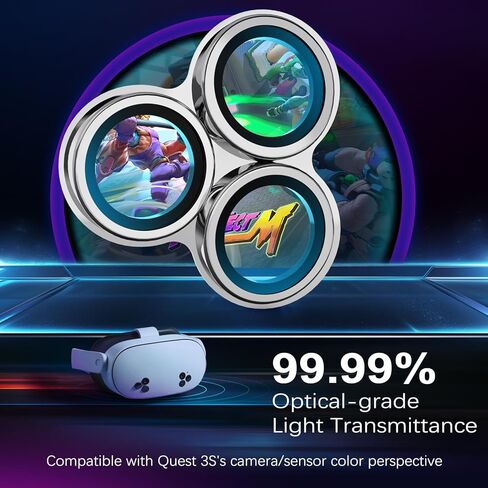 غطاء واقي العدسة الكاميرا متوافق مع إكسسوارات Oculus Meta Quest 3S ، وتصميم قطعة واحدة ، وزجاج رفيع 9 ساعات ، وإطار سبيكة ، ومكافحة ، ودقة عالية ، وحماية كاملة in Kuwait