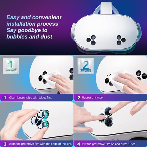 غطاء واقي العدسة الكاميرا متوافق مع إكسسوارات Oculus Meta Quest 3S ، وتصميم قطعة واحدة ، وزجاج رفيع 9 ساعات ، وإطار سبيكة ، ومكافحة ، ودقة عالية ، وحماية كاملة in Kuwait