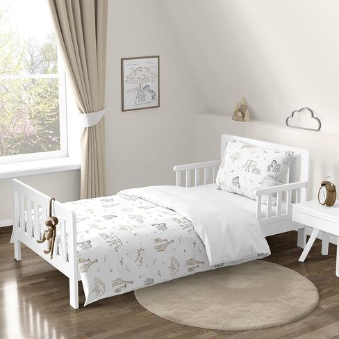 Sweet Jojo Designs Woodland Forest Animals Boy Girl Gender Neutral Toddler Bedding Set Kids 5p Bed in a Bag Comforter Blanket Pillowcase Sham Sheets Animal Friends Green Grey Brown Bear Fox Hedgehog in Saudi Arabia