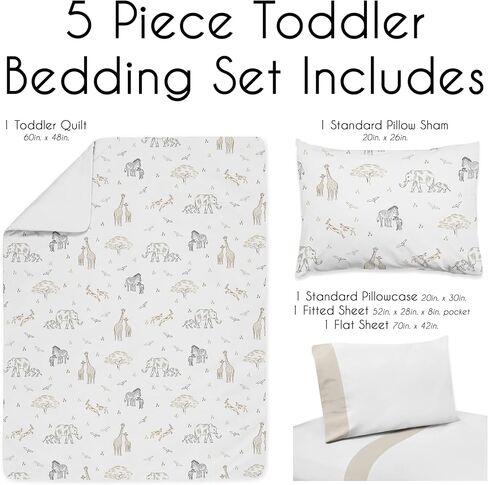 Sweet Jojo Designs Woodland Forest Animals Boy Girl Gender Neutral Toddler Bedding Set Kids 5p Bed in a Bag Comforter Blanket Pillowcase Sham Sheets Animal Friends Green Grey Brown Bear Fox Hedgehog in Saudi Arabia