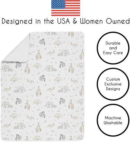 Sweet Jojo Designs Woodland Forest Animals Boy Girl Gender Neutral Toddler Bedding Set Kids 5p Bed in a Bag Comforter Blanket Pillowcase Sham Sheets Animal Friends Green Grey Brown Bear Fox Hedgehog in Saudi Arabia
