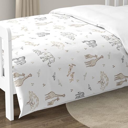 Sweet Jojo Designs Woodland Forest Animals Boy Girl Gender Neutral Toddler Bedding Set Kids 5p Bed in a Bag Comforter Blanket Pillowcase Sham Sheets Animal Friends Green Grey Brown Bear Fox Hedgehog in Saudi Arabia