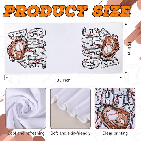 12 Pcs Baseball Game Day Accessories Football Cooling Towels Ball Team Gift Microfiber Basketball Breathable Chilly Towel 35"x15" Sports Soft Ice Towel for Coach Training(Baseball) in Kuwait