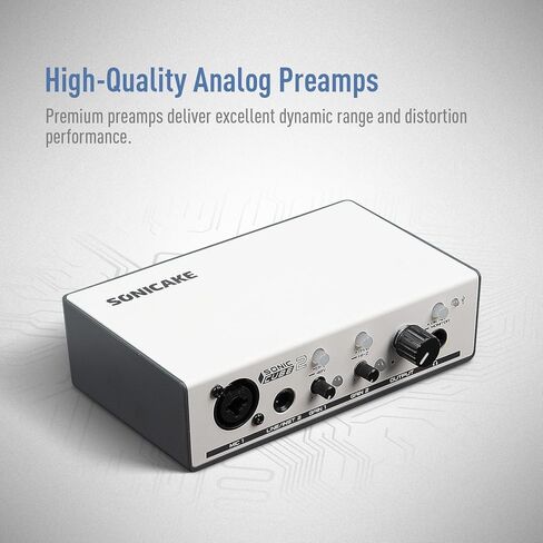 SONICAKE USB Audio Interface Podcast Mixer مع Preamp التناظرية 48V Phantom Power Recording Podcasting ومعدات البث مع XLR ومدخلات الخط لأجهزة MAC والكمبيوتر الشخصي USB-C التوصيل والتشغيل - Sonic Cube in Kuwait