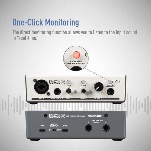 SONICAKE USB Audio Interface Podcast Mixer مع Preamp التناظرية 48V Phantom Power Recording Podcasting ومعدات البث مع XLR ومدخلات الخط لأجهزة MAC والكمبيوتر الشخصي USB-C التوصيل والتشغيل - Sonic Cube in Kuwait