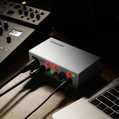 SONICAKE USB Audio Interface Podcast Mixer مع Preamp التناظرية 48V Phantom Power Recording Podcasting ومعدات البث مع XLR ومدخلات الخط لأجهزة MAC والكمبيوتر الشخصي USB-C التوصيل والتشغيل - Sonic Cube in Kuwait