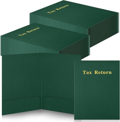 40 Pcs Blue Tax Return Folders 12 x 9 Inches 2 Pocket Folders Bulk Gold Foil Stamped Heavyweight Folder, Holds 8 x 11 Inches Letter Size Paper in Saudi Arabia