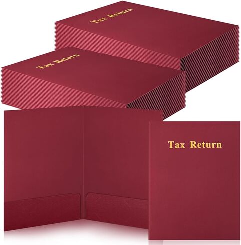 40 Pcs Blue Tax Return Folders 12 x 9 Inches 2 Pocket Folders Bulk Gold Foil Stamped Heavyweight Folder, Holds 8 x 11 Inches Letter Size Paper in Saudi Arabia