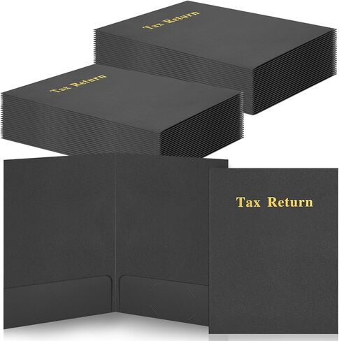 40 Pcs Blue Tax Return Folders 12 x 9 Inches 2 Pocket Folders Bulk Gold Foil Stamped Heavyweight Folder, Holds 8 x 11 Inches Letter Size Paper in Saudi Arabia