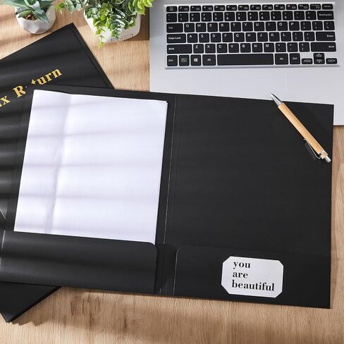 40 Pcs Blue Tax Return Folders 12 x 9 Inches 2 Pocket Folders Bulk Gold Foil Stamped Heavyweight Folder, Holds 8 x 11 Inches Letter Size Paper in Saudi Arabia