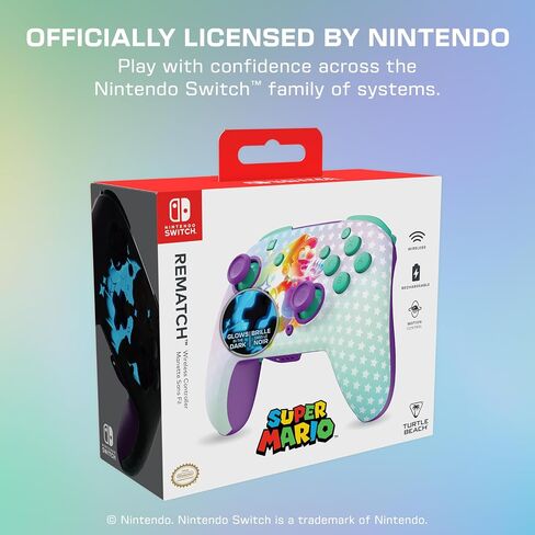 Turtle Beach Rematch Wireless Controller: Invincible Mario - Nintendo Switch/Switch Lite/Switch - OLED Model, Nintendo Switch 2, Glows in the Dark, Rechargeable Battery in Saudi Arabia
