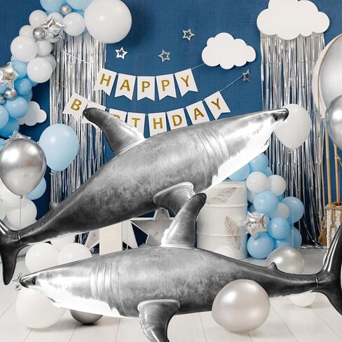 سمكة قرش زرقاء كبيرة قابلة للنفخ 79 انش لحمام السباحة، ديكور الحفلات، لوازم الهدايا، هدايا عيد الميلاد للاطفال والكبار in Kuwait