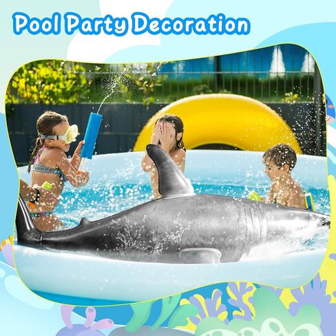 سمكة قرش زرقاء كبيرة قابلة للنفخ 79 انش لحمام السباحة، ديكور الحفلات، لوازم الهدايا، هدايا عيد الميلاد للاطفال والكبار in Kuwait