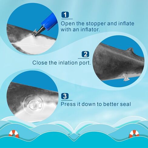 سمكة قرش زرقاء كبيرة قابلة للنفخ 79 انش لحمام السباحة، ديكور الحفلات، لوازم الهدايا، هدايا عيد الميلاد للاطفال والكبار in Kuwait