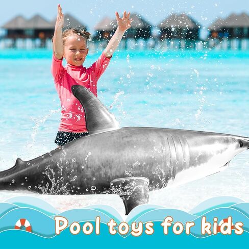 سمكة قرش زرقاء كبيرة قابلة للنفخ 79 انش لحمام السباحة، ديكور الحفلات، لوازم الهدايا، هدايا عيد الميلاد للاطفال والكبار in Kuwait