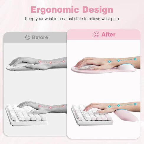 Ospelelf Keyboard Wrist Rest Ergonomic Mouse Pad with Wrist Rest Set, Gel Wrist Supoort for Computer Keyboard with Memory Foam Comfort for Pain Relief and Easy Typing Office Game Yellow Floral in Saudi Arabia