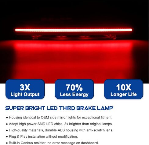 Smoked 3rd Third Brake Light Compatible with Mustang 2010/2011/2012/2013/2014, AR33-13A613-A, AR3313A613A, LED High Mount Brake Light in Kuwait