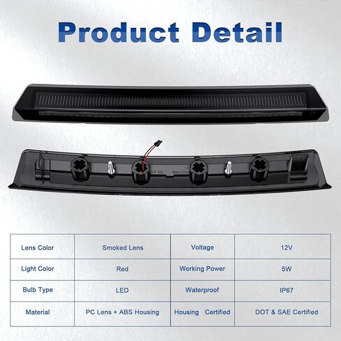 Smoked 3rd Third Brake Light Compatible with Mustang 2010/2011/2012/2013/2014, AR33-13A613-A, AR3313A613A, LED High Mount Brake Light in Kuwait