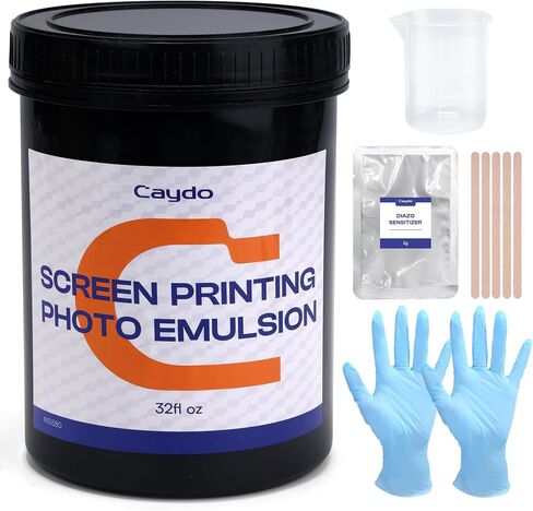 Caydo Screen Printing Photo Emulsion (8.5 oz), Diazo Sensitizer(1g), Measuring Cup, Gloves, and 5 Stir Sticks, Pre-Sensitized Photo Emulsion Screen Printing Supplies for Screen Printing and Fabric in Saudi Arabia