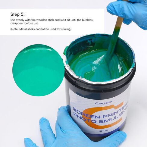 Caydo Screen Printing Photo Emulsion (8.5 oz), Diazo Sensitizer(1g), Measuring Cup, Gloves, and 5 Stir Sticks, Pre-Sensitized Photo Emulsion Screen Printing Supplies for Screen Printing and Fabric in Saudi Arabia